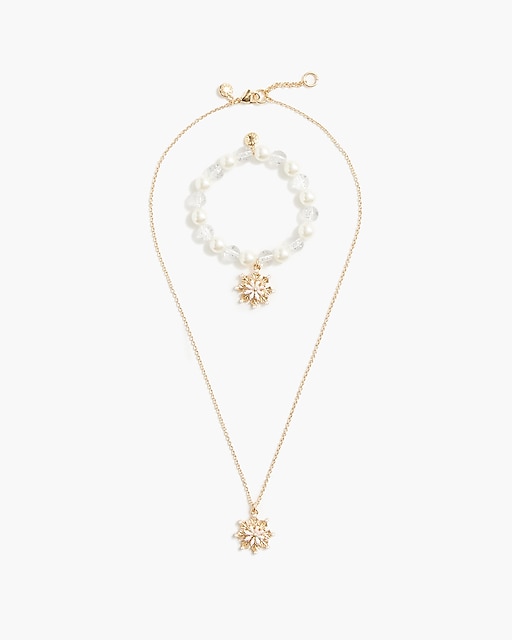 girls Girls' snowflake necklace and bracelet set