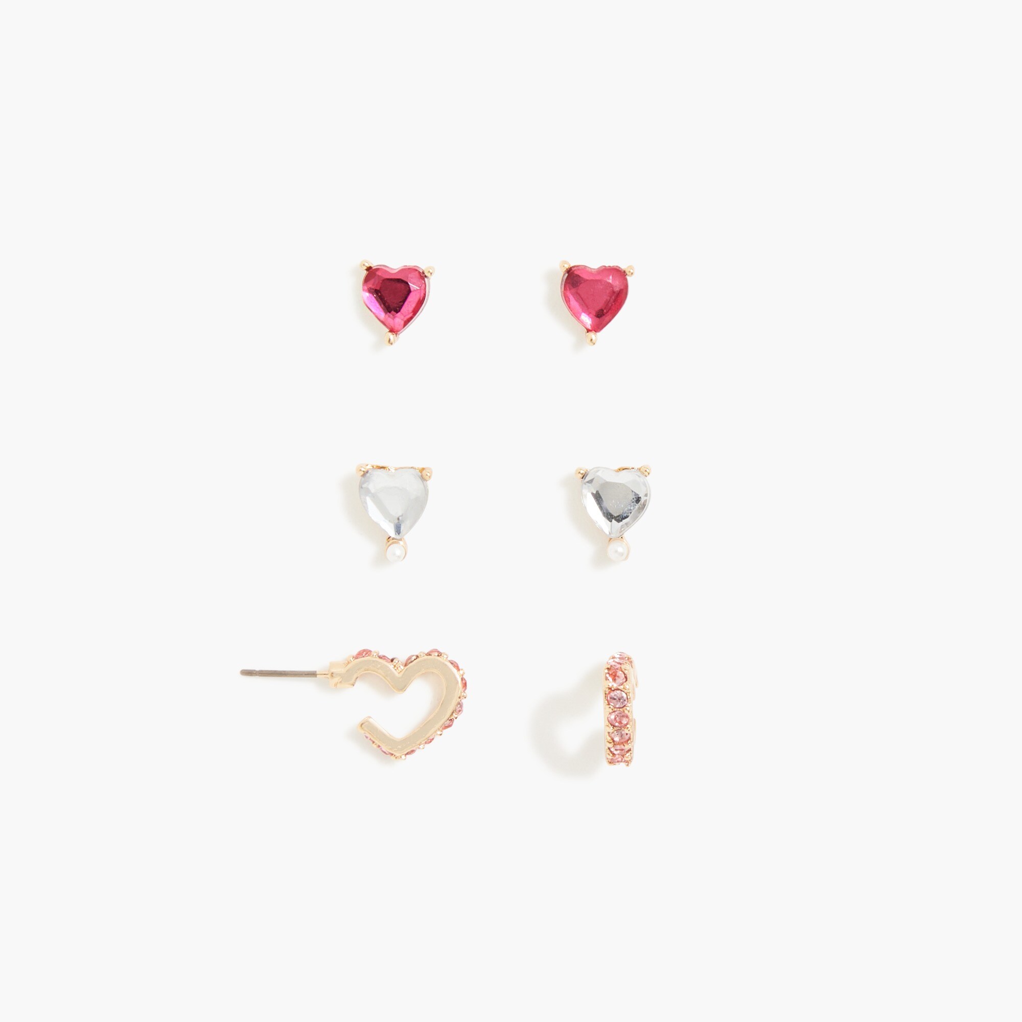 Girls' heart earrings set-of-three