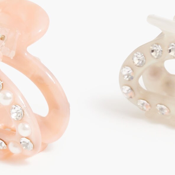 Girls' pearl and rhinestone hair clips set-of-two PEARL RHINESTONES factory: girls' pearl and rhinestone hair clips set-of-two for girls