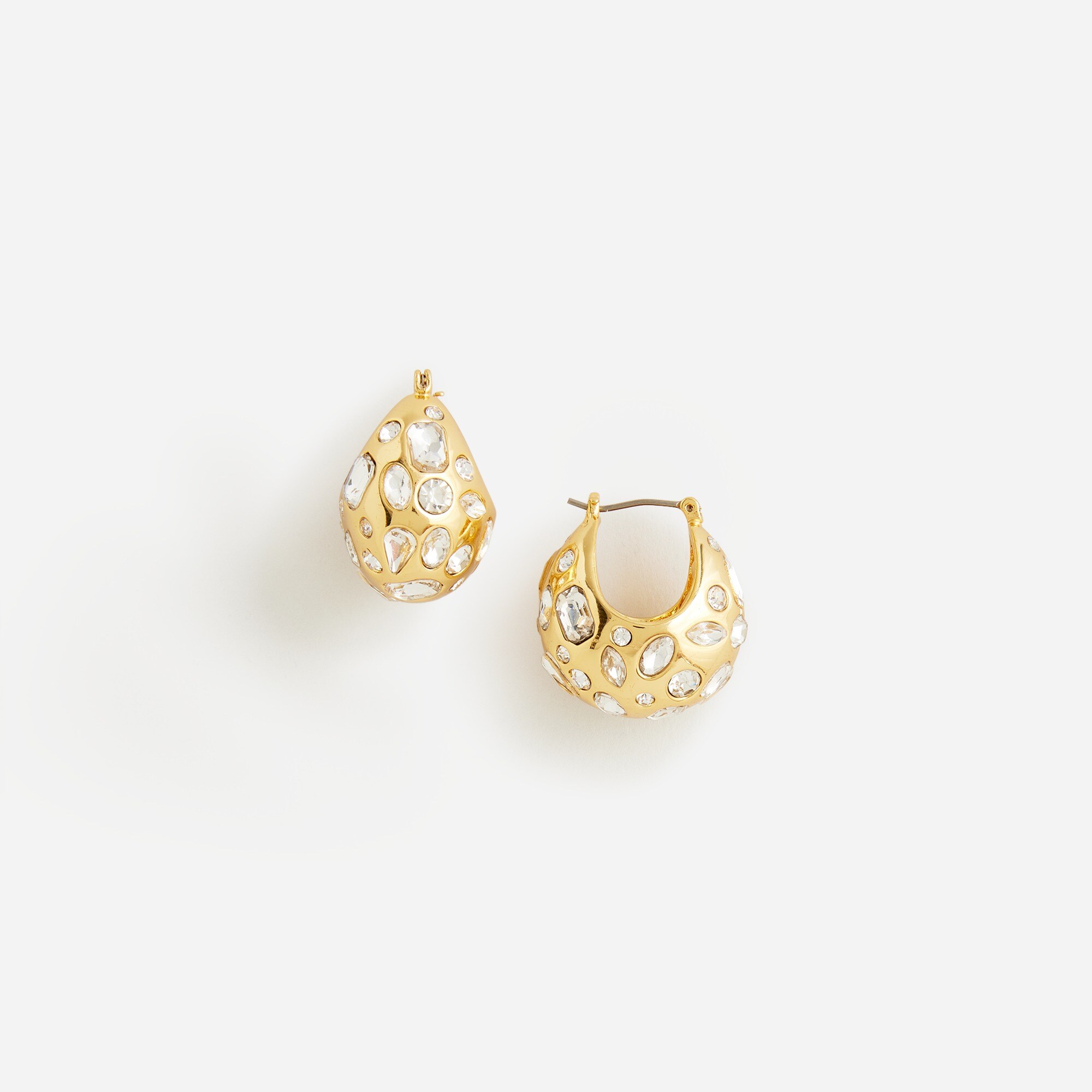 J.Crew: Crystal-studded Huggie Hoop Earrings For Women