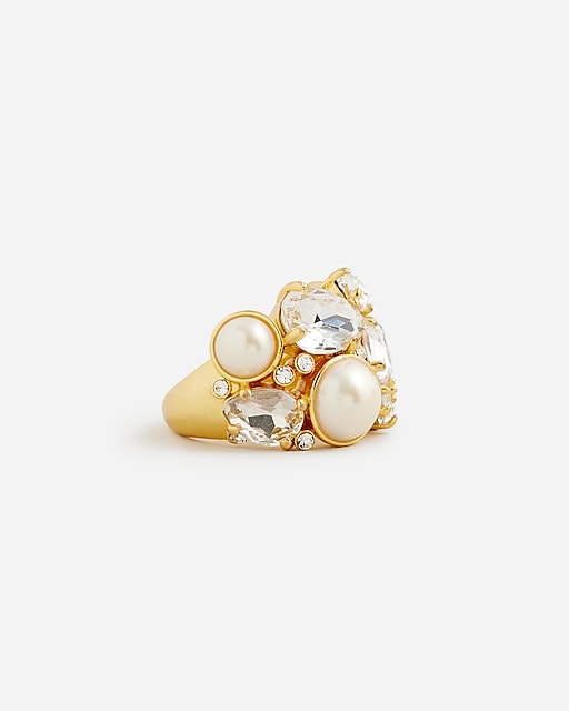 womens Pearl and crystal ring