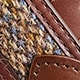 Leather belt with tartan cloth BROWN MULTI HERRINGBON