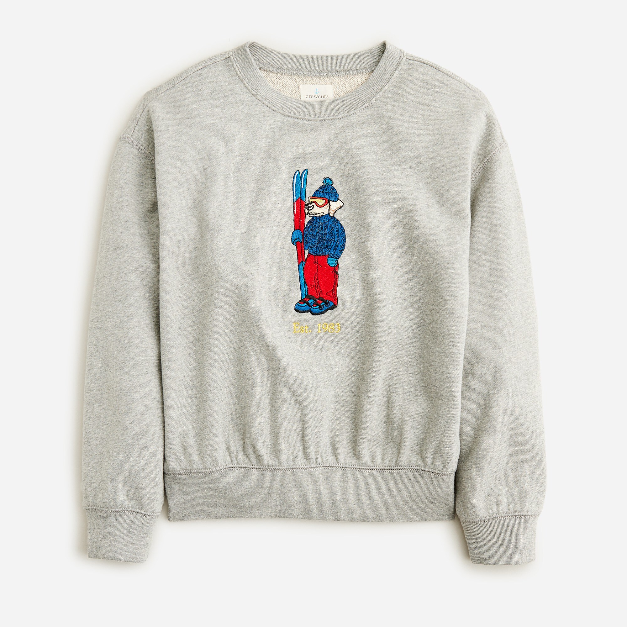  Kids' embroidered &quot;ski dog&quot; graphic crewneck sweatshirt