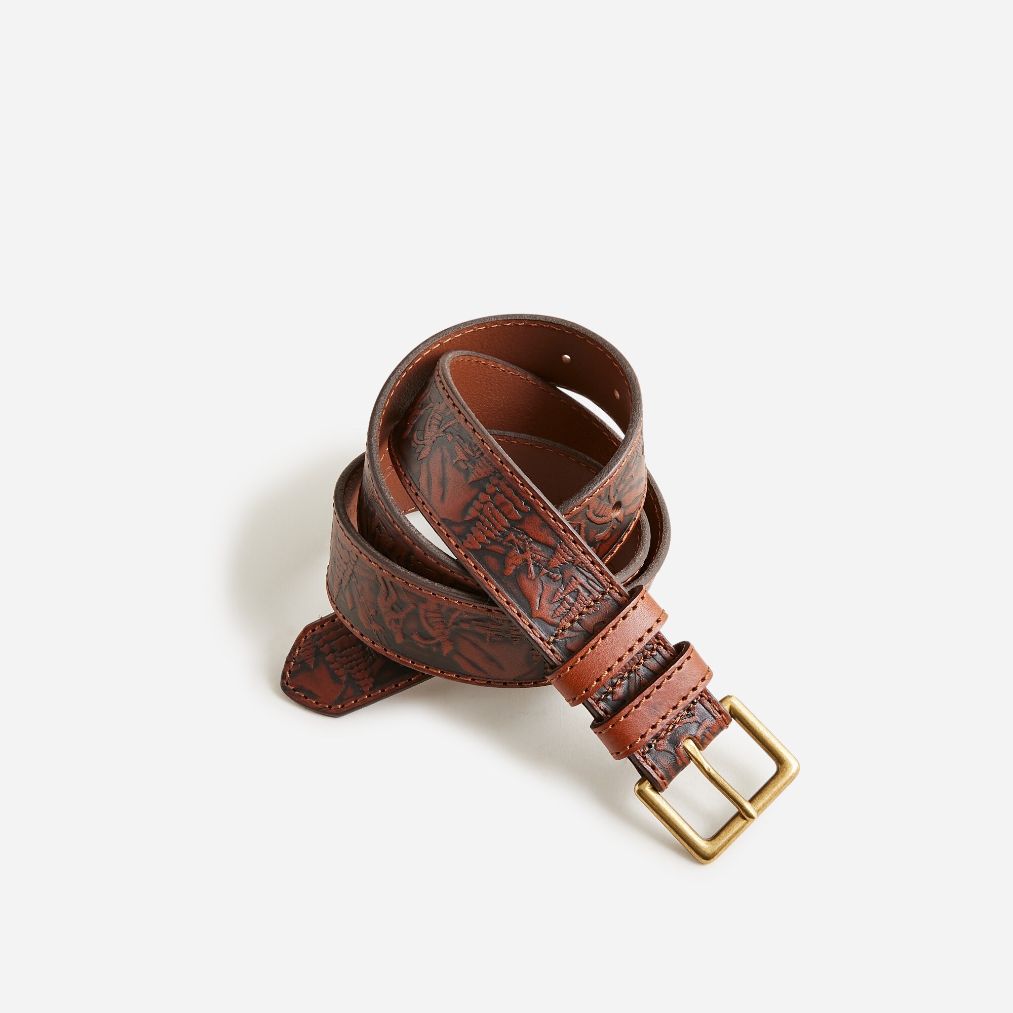 Embossed Italian leather belt