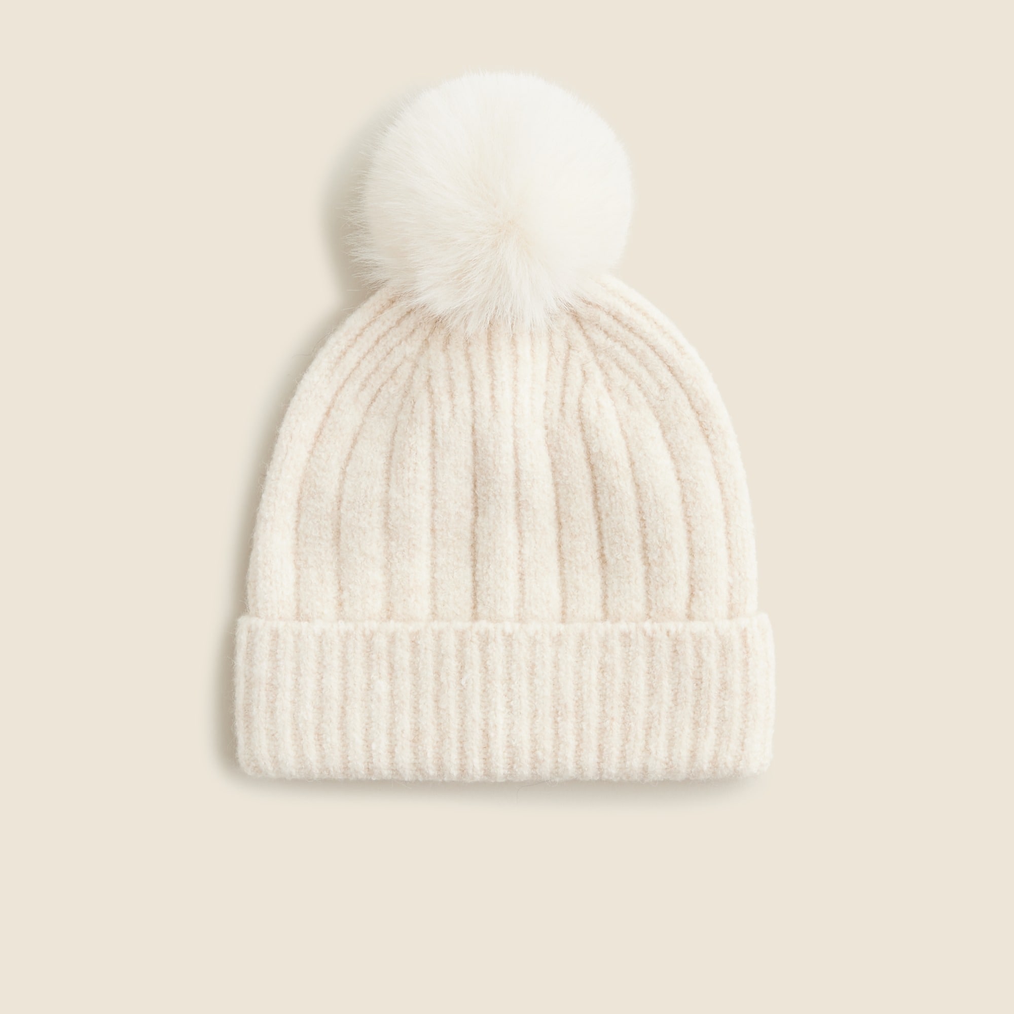  Ribbed pom-pom beanie in Supersoft yarn