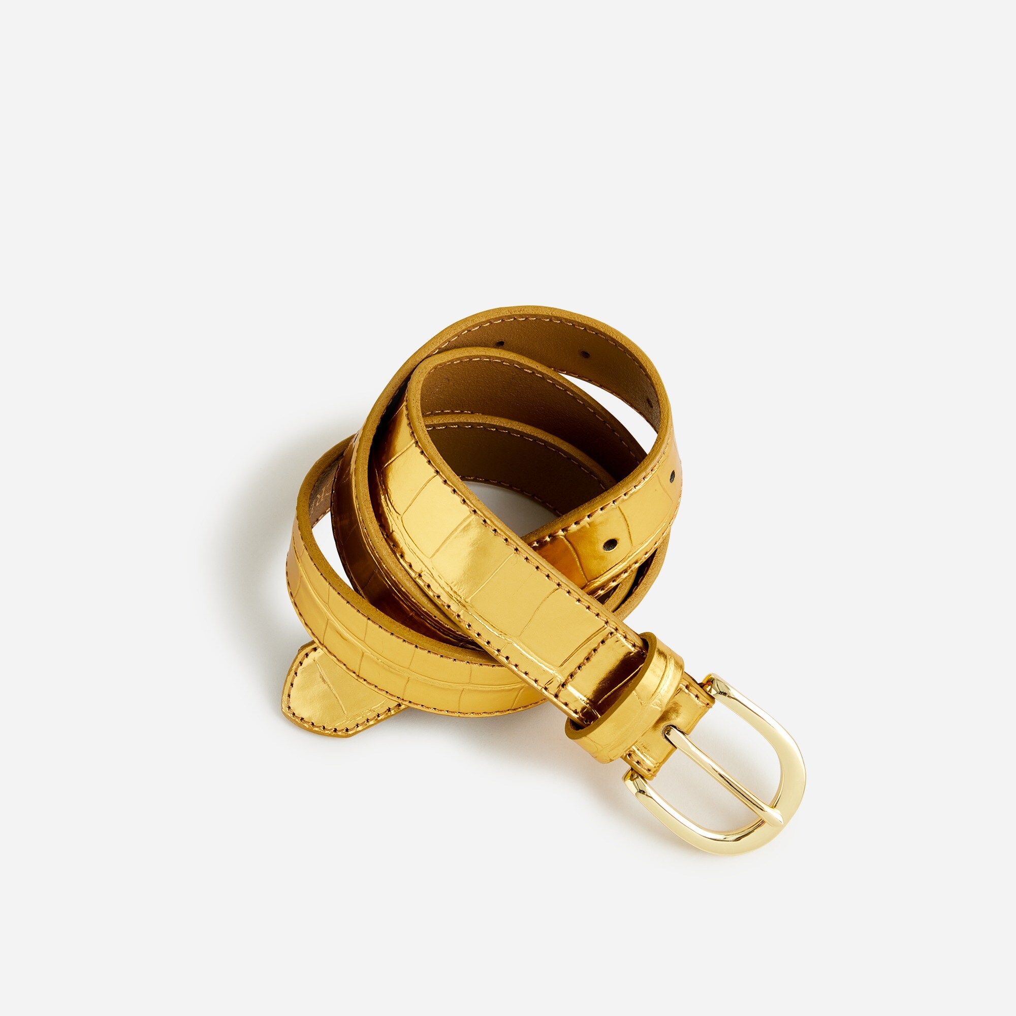 Classic Belt In Italian Croc-embossed Metallic Leather For 