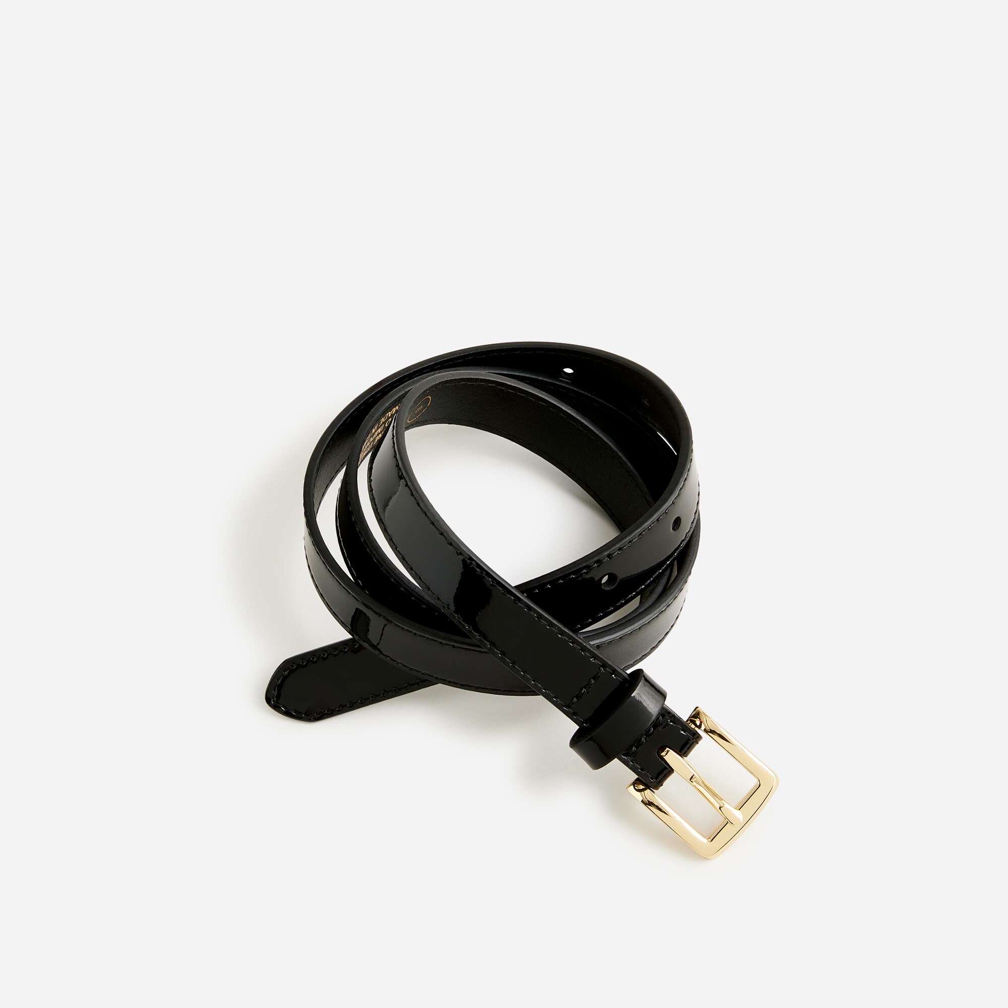 Skinny square buckle belt in patent leather