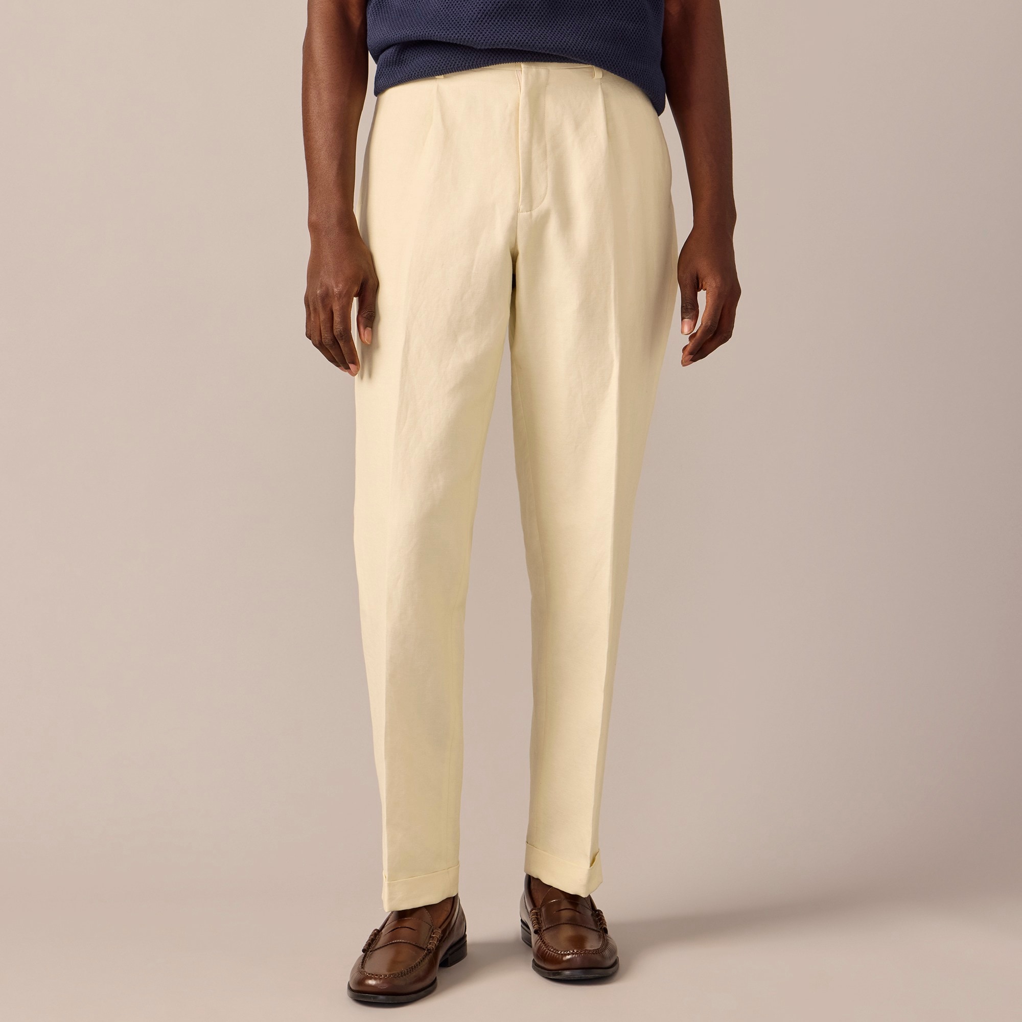 j.crew: crosby classic-fit pleated suit pant in italian linen-cotton blend for men