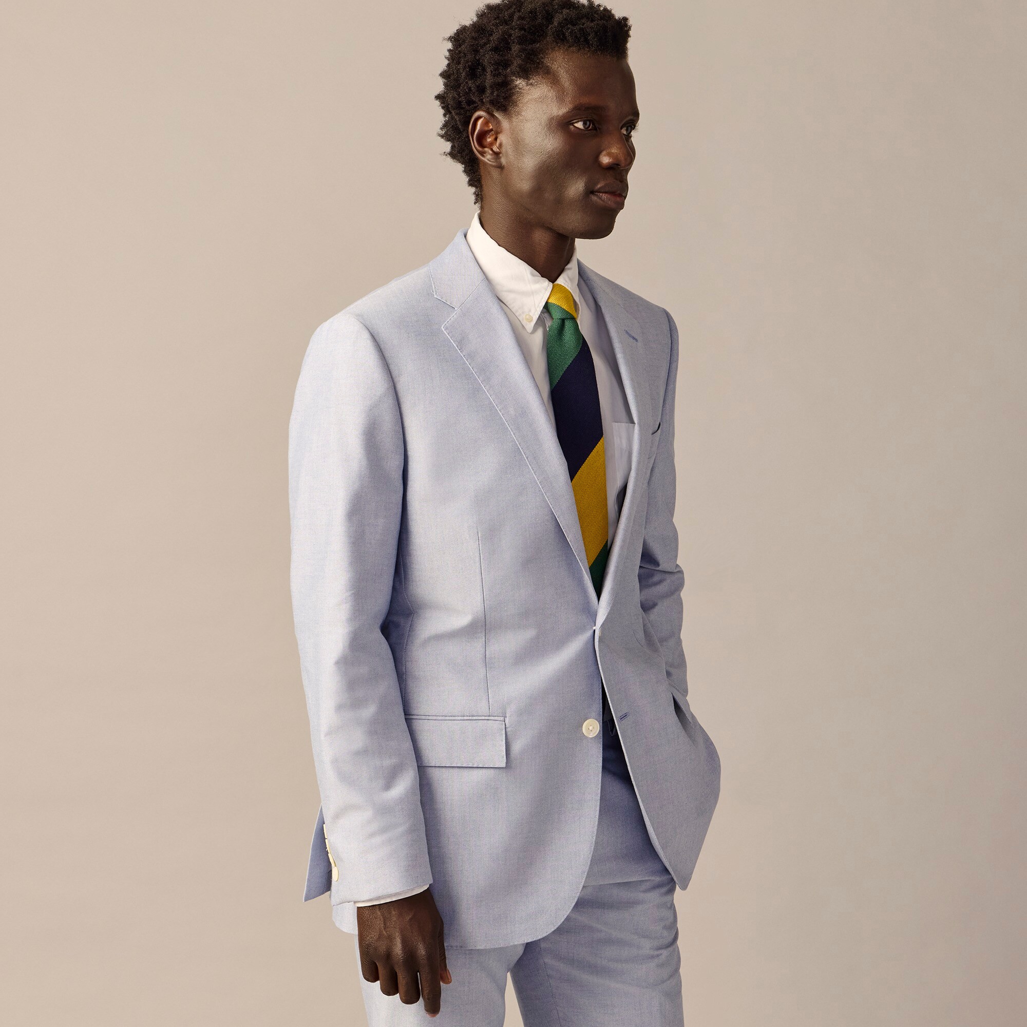Crosby Classic-fit suit jacket in Portuguese cotton oxford
