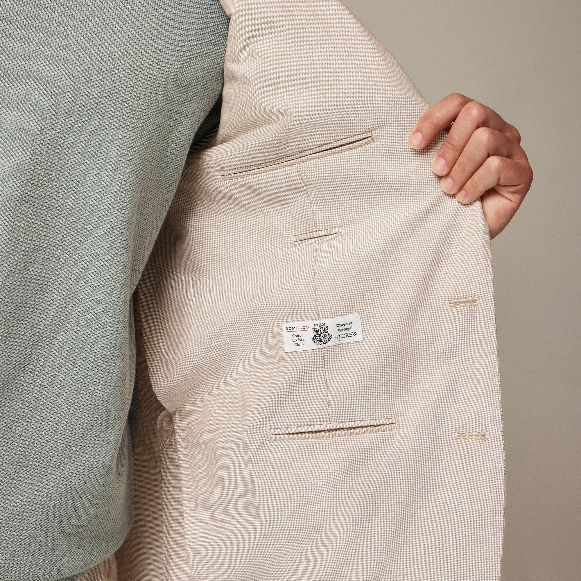 Ludlow Slim-fit suit jacket in Portuguese cotton oxford