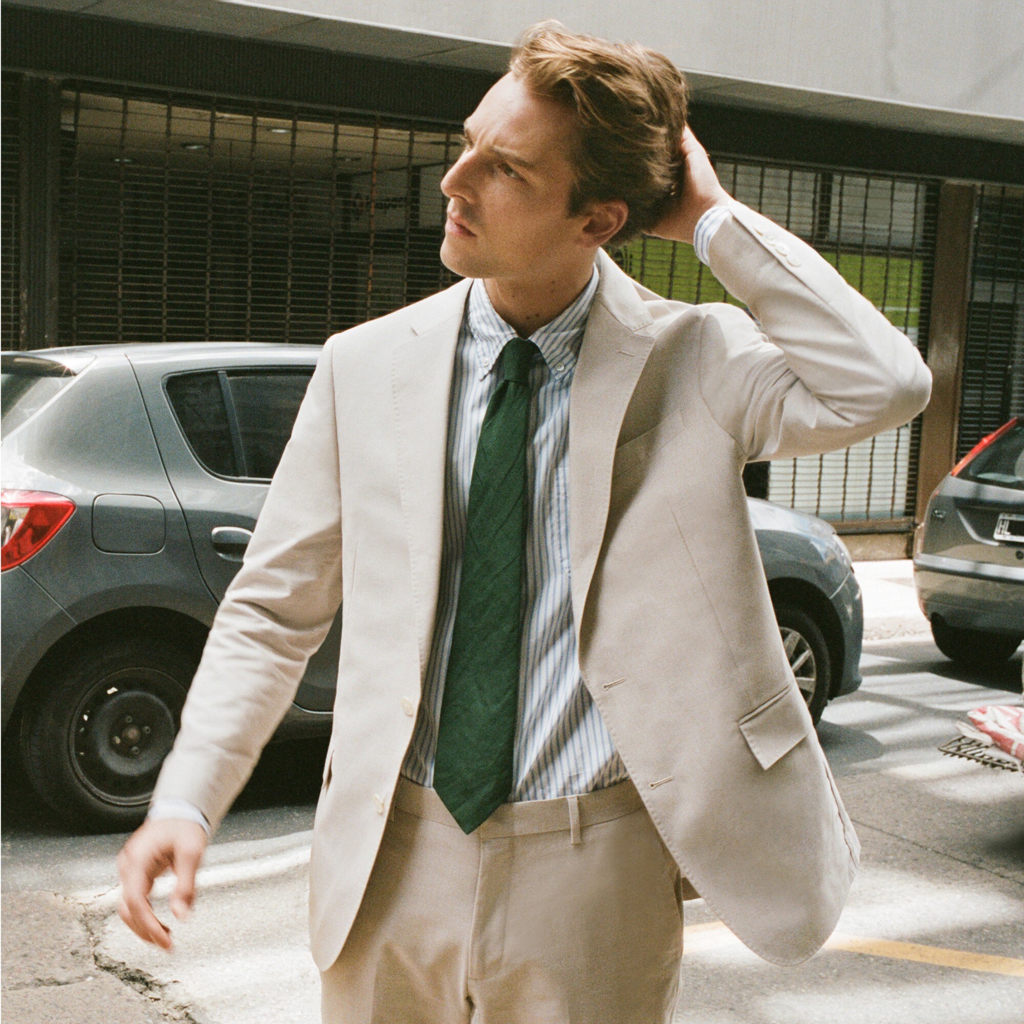 Ludlow Slim-fit suit jacket in Portuguese cotton oxford