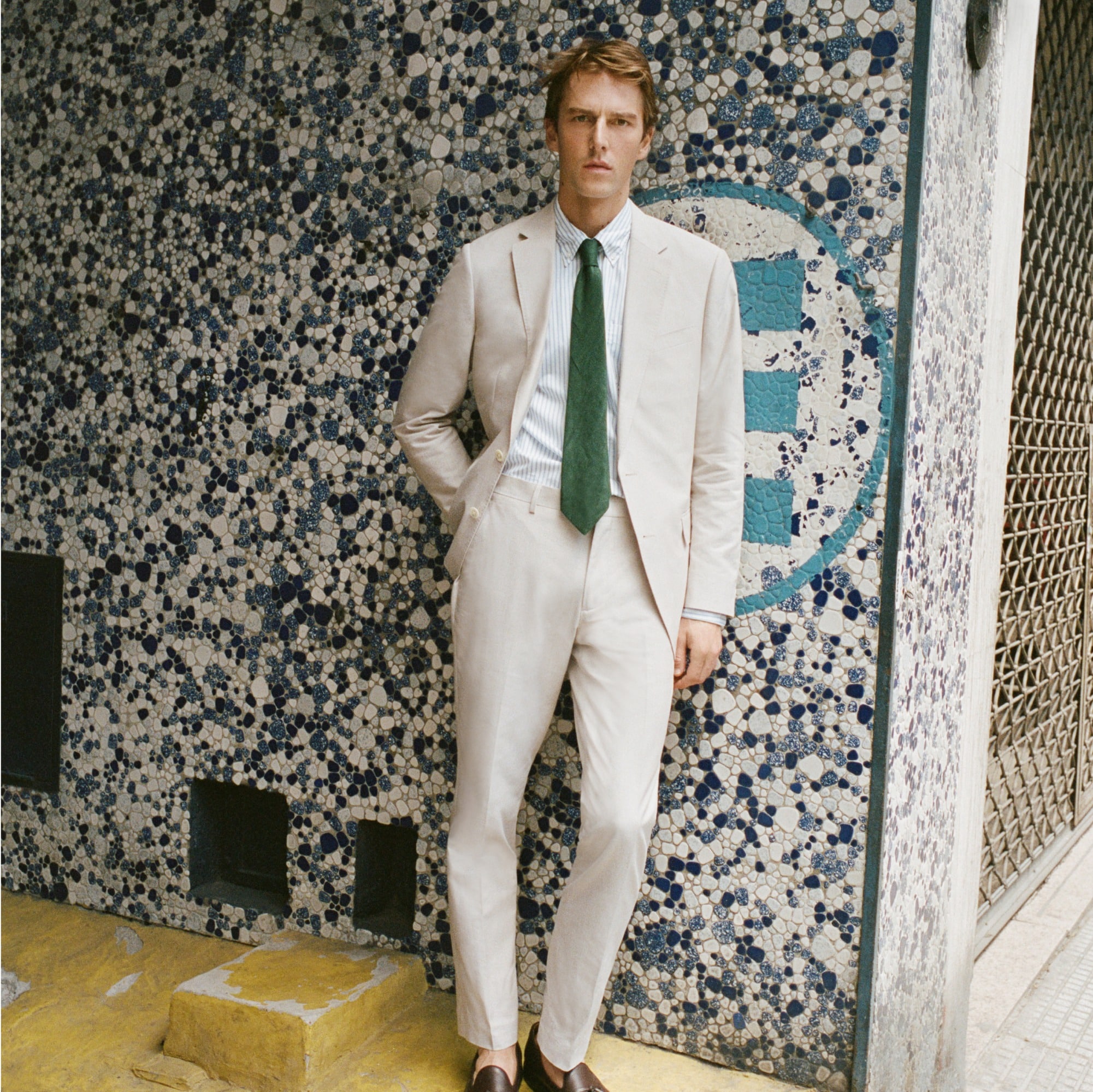 Ludlow Slim-fit suit jacket in Portuguese cotton oxford