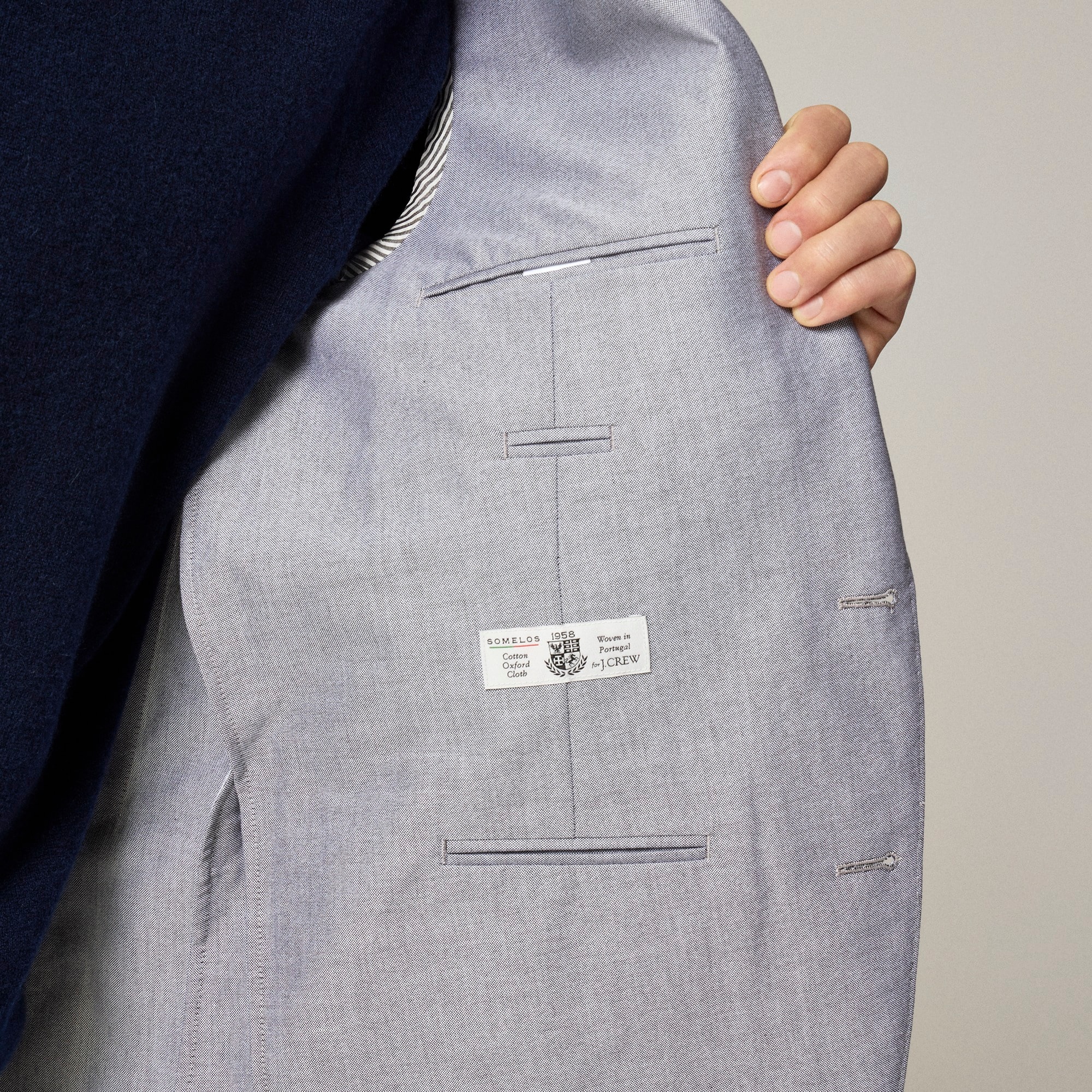 Ludlow Slim-fit suit jacket in Portuguese cotton oxford