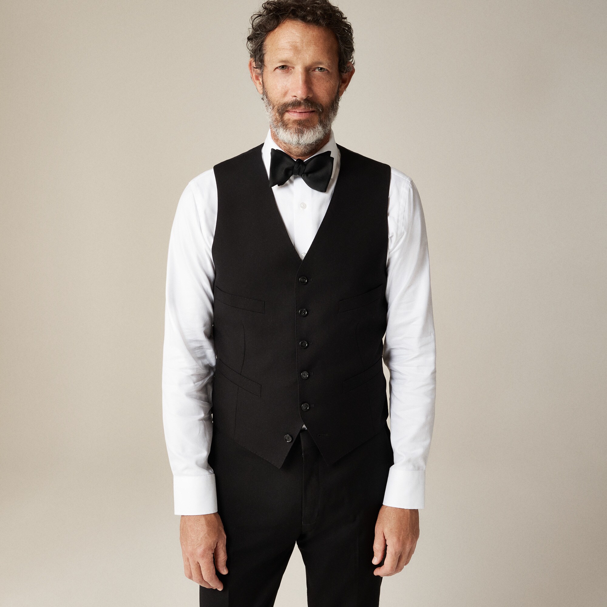black dress shirt with white vest Hisdern Men's Black Plaid Wedding Vest For Skinny Guys main image 1