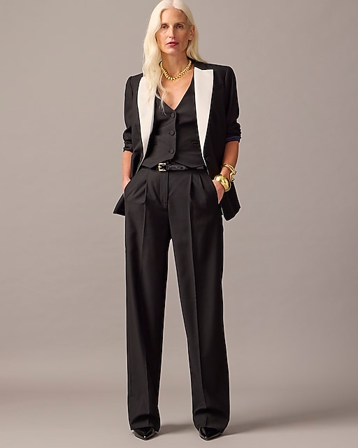 womens Collection pleated wide-leg tuxedo pant in Italian wool