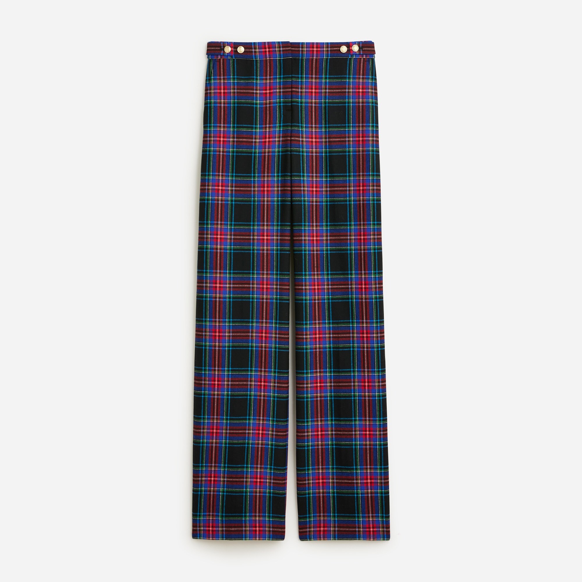  Full-length Sydney wide-leg pant in Stewart tartan wool blend