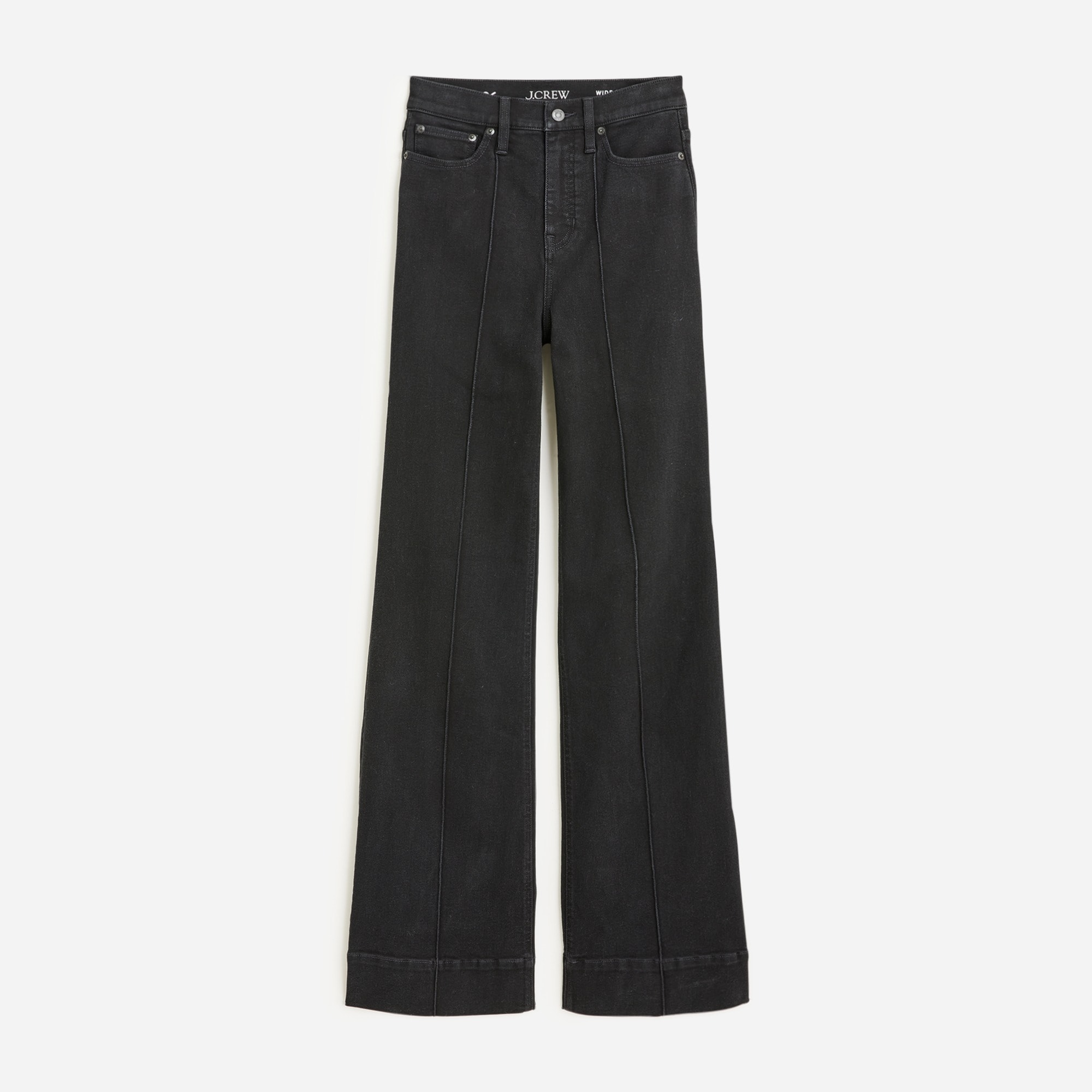 Pintuck denim trouser in black