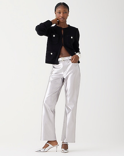j.crew: full-length demi-boot pant in metallic faux leather for women