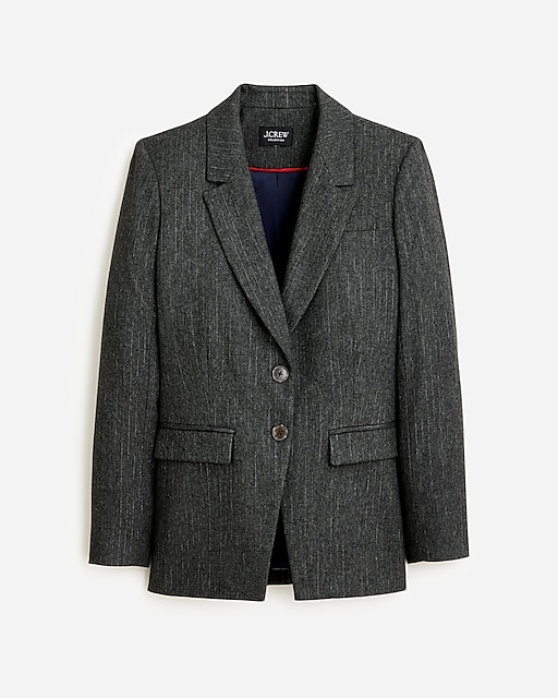  Collection nipped-in blazer in pinstripe Italian wool blend with Lurex&reg; metallic threads