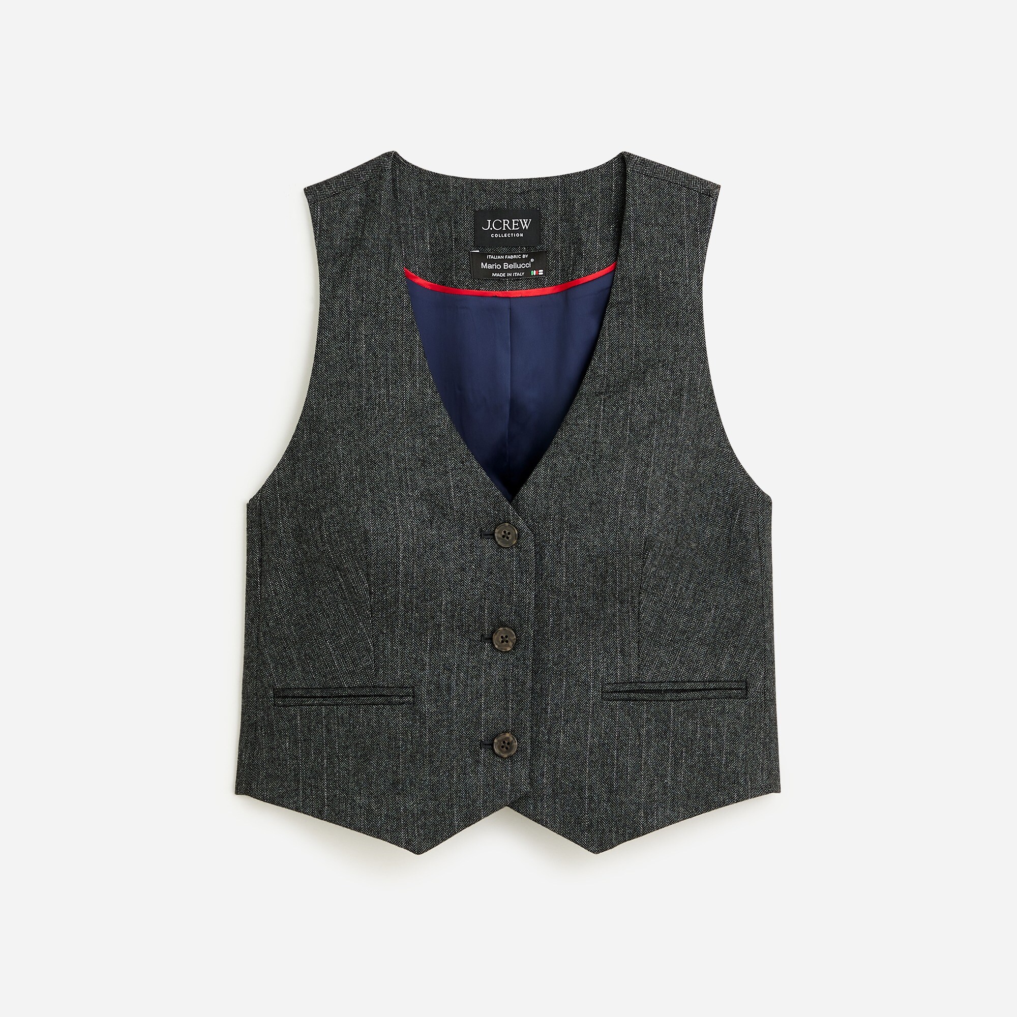  Collection cropped vest in Italian pinstripe wool blend with Lurex&reg; metallic threads
