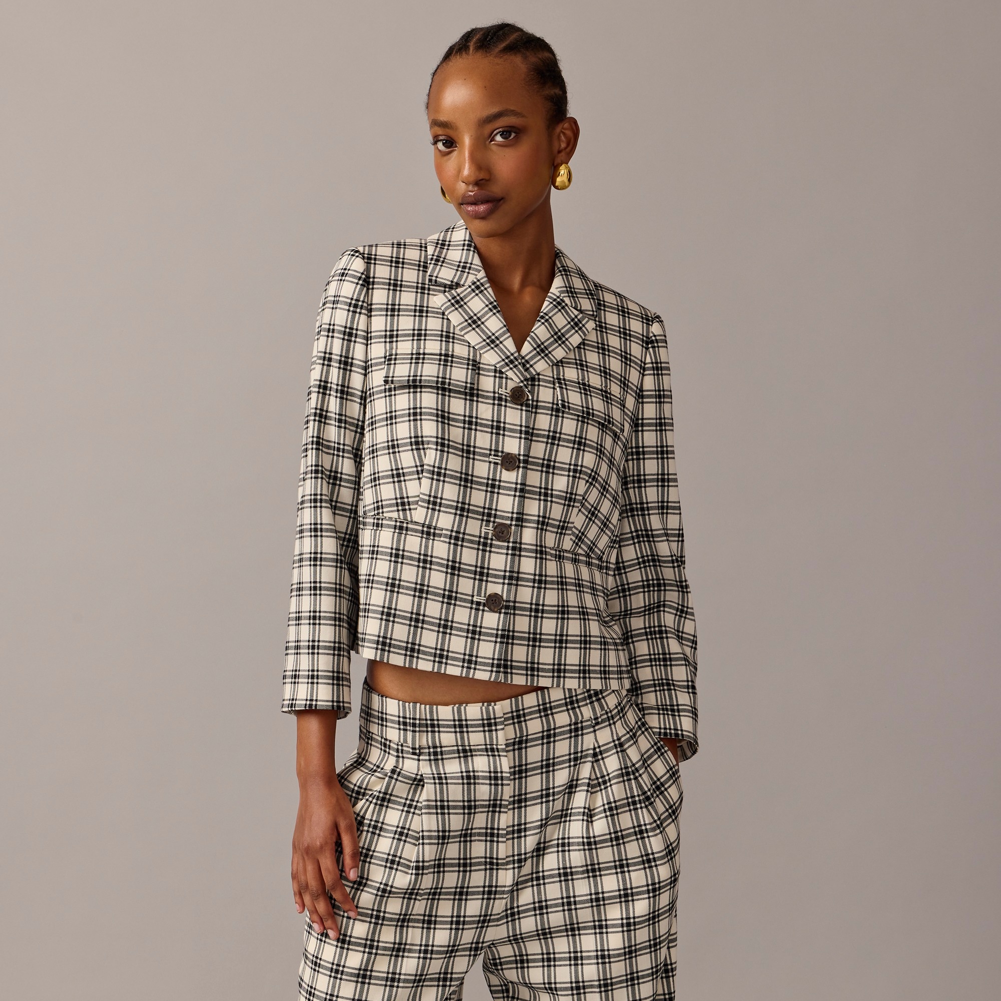 j.crew: collection blazer-jacket in plaid italian city wool blend for women