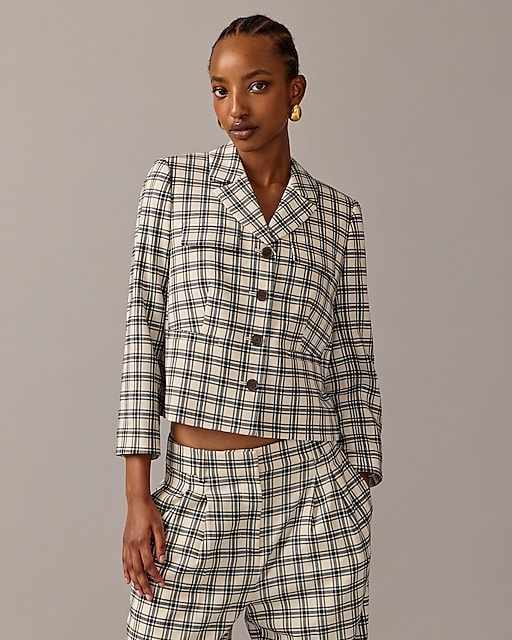 womens Collection blazer-jacket in plaid Italian city wool blend