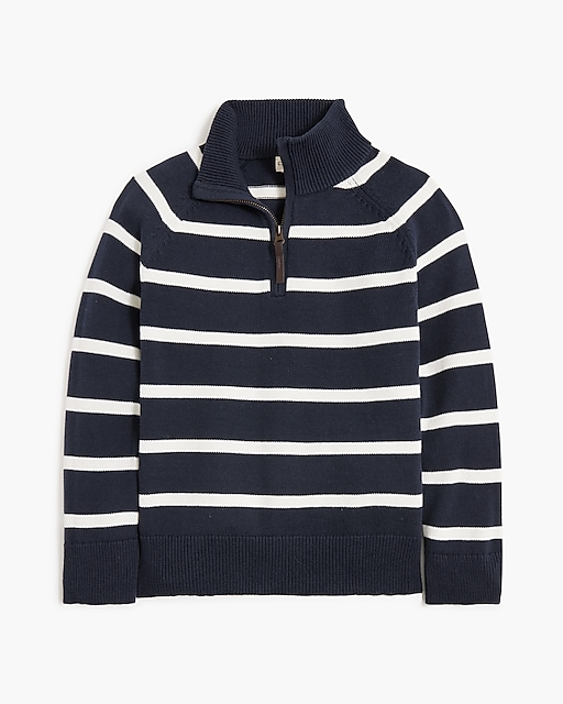  Boys' striped cotton half-zip sweater