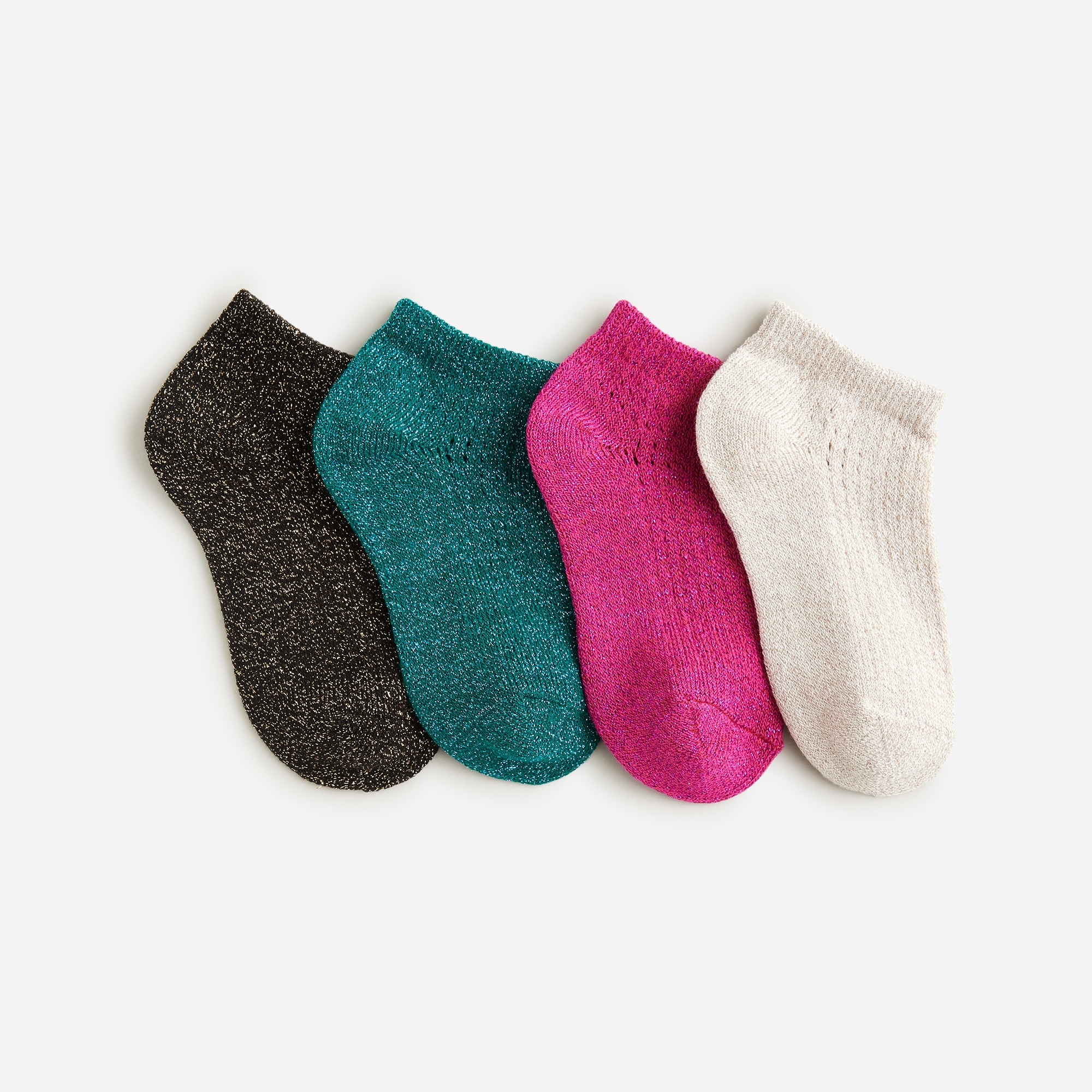  Girls' metallic ankle socks four-pack