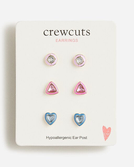 girls Girls' geometric sparkle earrings three-pack