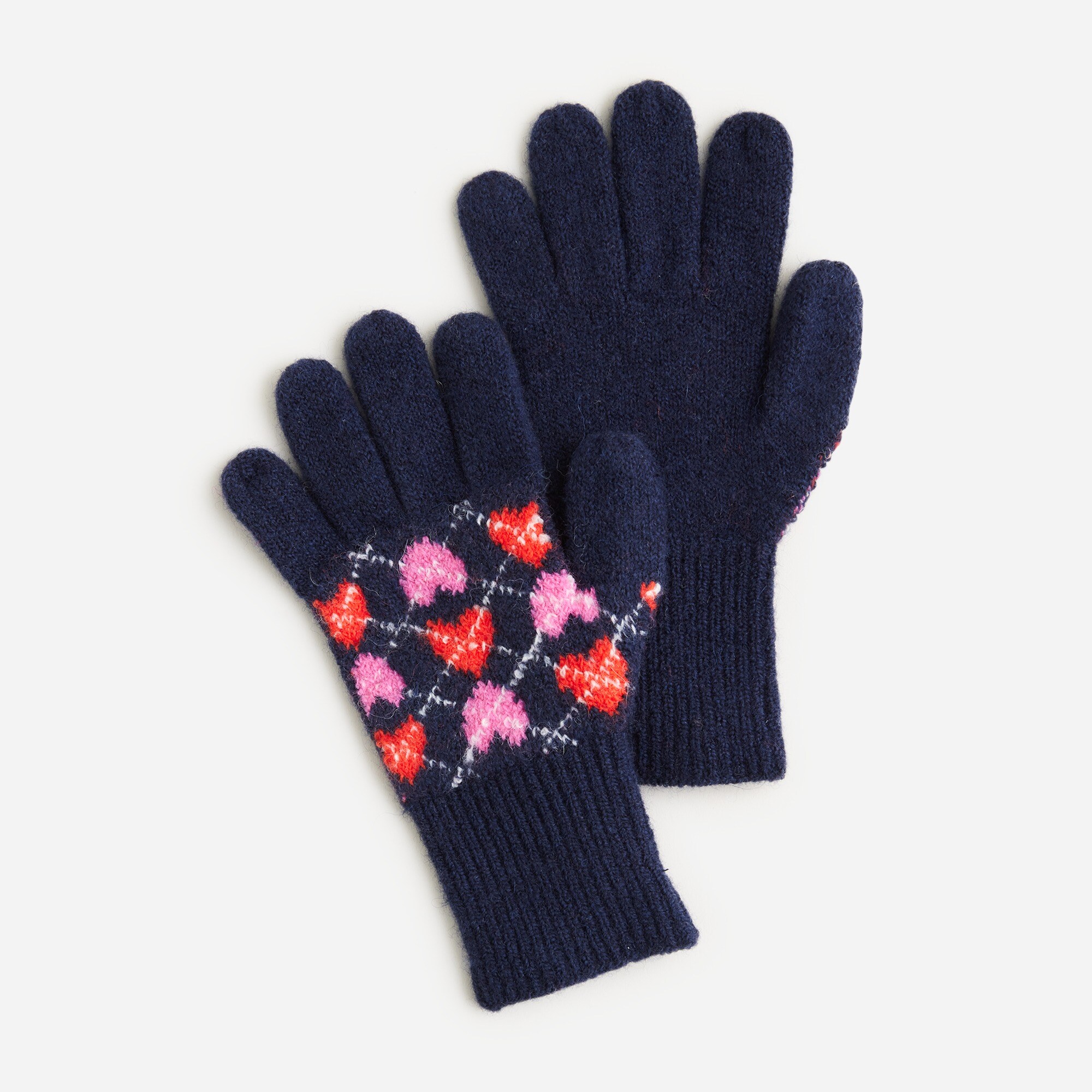  Girls' heart argyle gloves in supersoft yarn