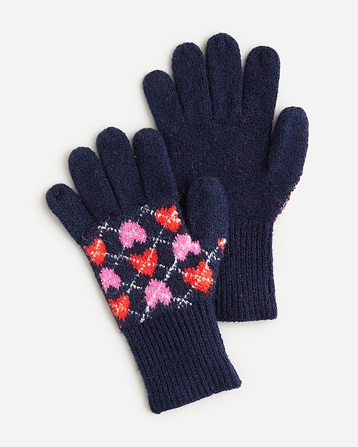  Girls' heart argyle gloves in supersoft yarn