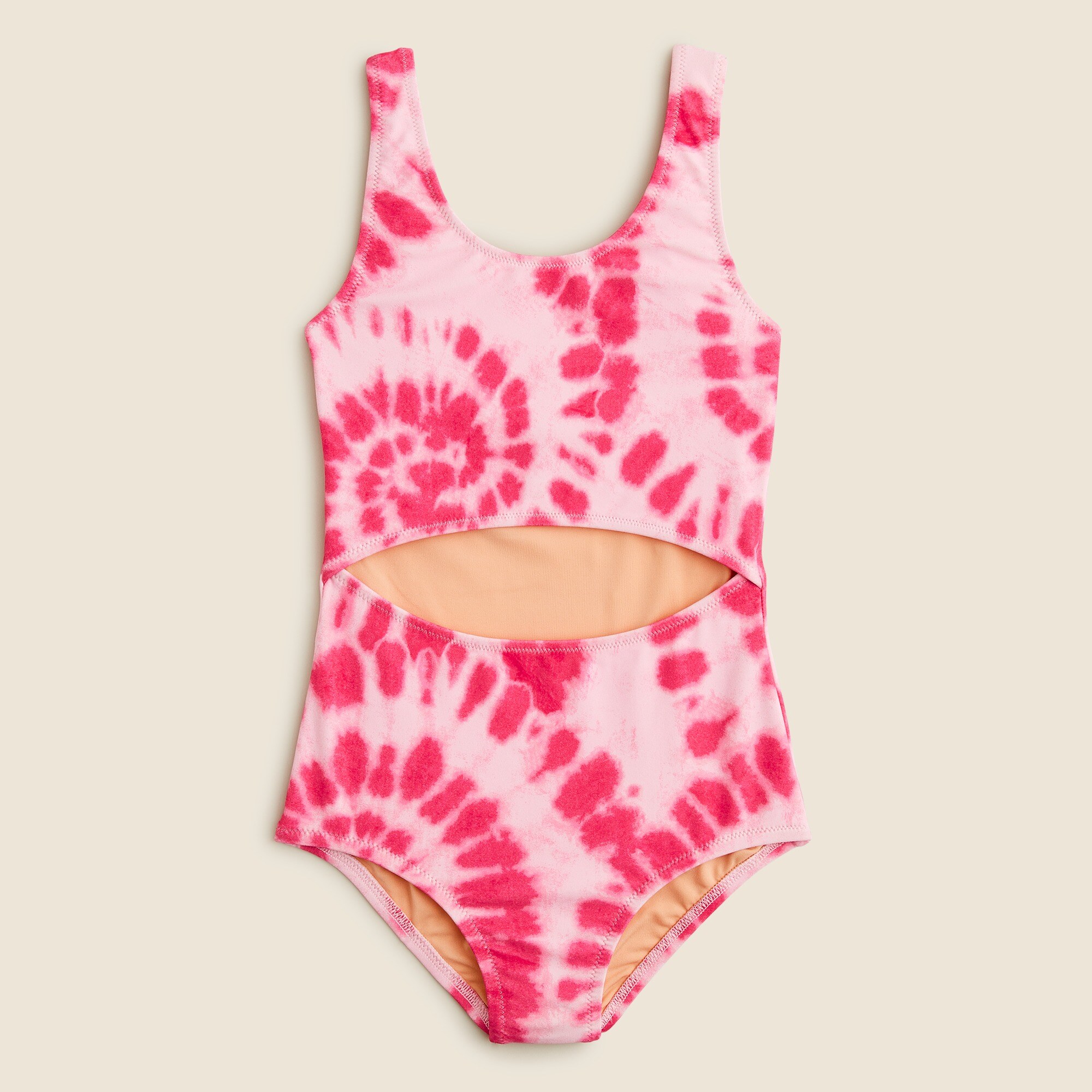Girls' printed cutout-waist one-piece swimsuit