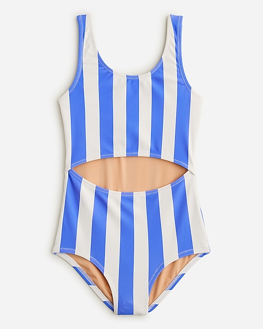  Girls' printed cutout-waist one-piece swimsuit with UPF 50+