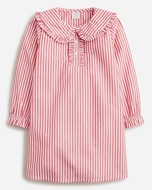  Girls' long-sleeve flannel nightgown in stripe