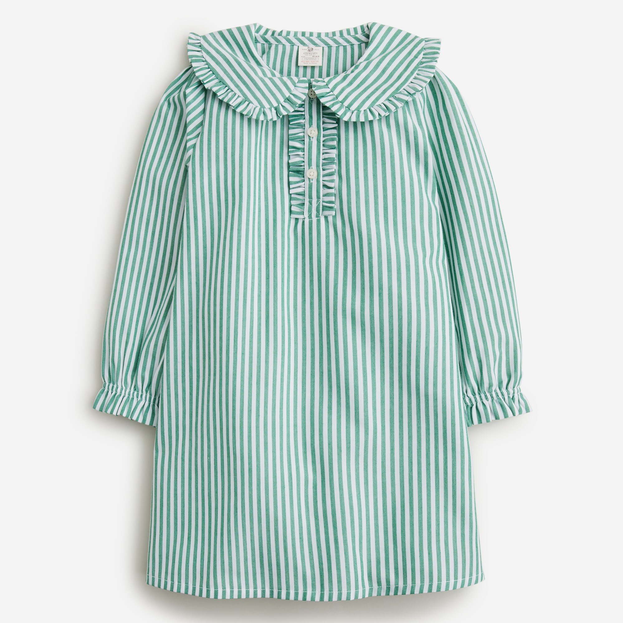  Girls' long-sleeve nightgown in stripe
