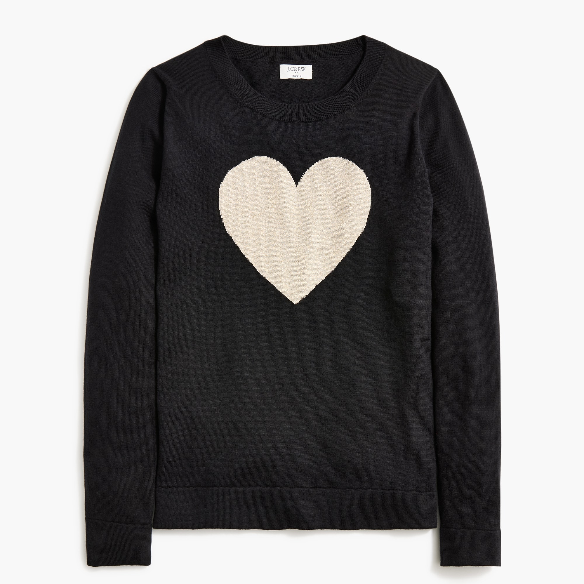 shimmer heart teddie sweater for women
