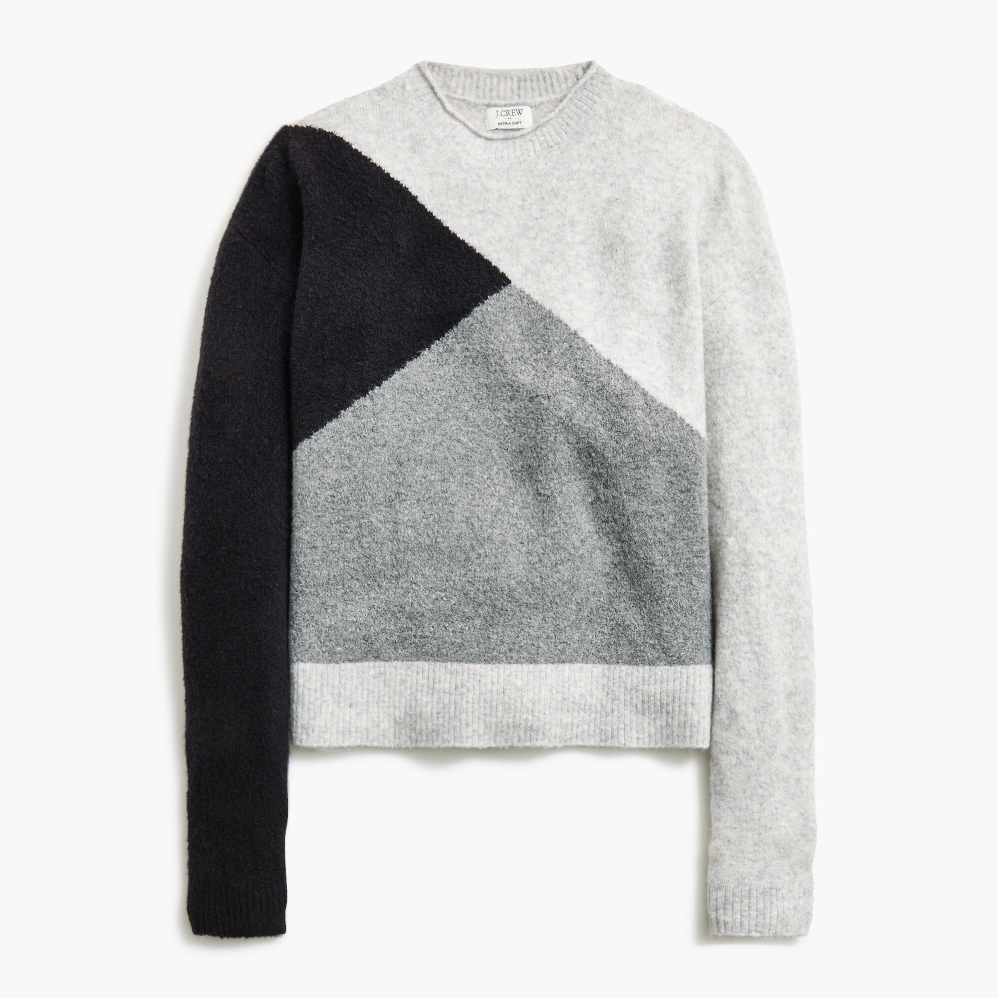  Colorblock mockneck sweater in extra-soft yarn