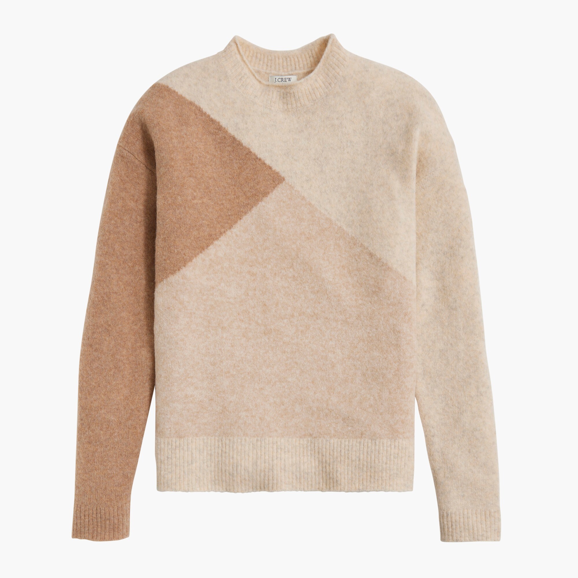 Colorblock mockneck sweater in extra-soft yarn