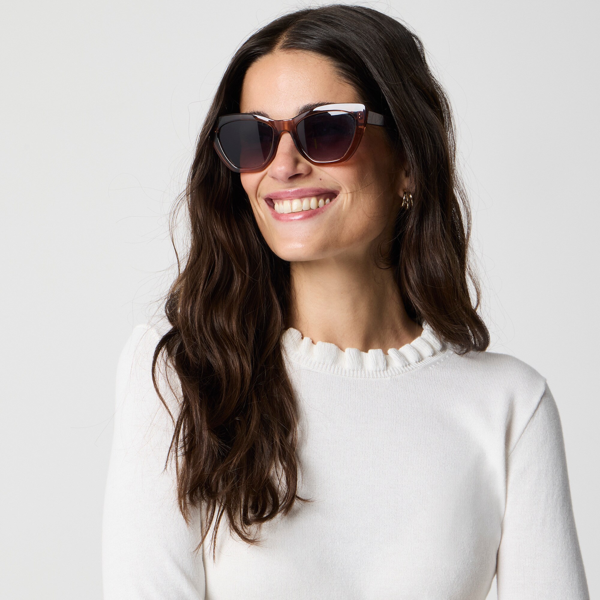 Cotton ruffleneck sweater