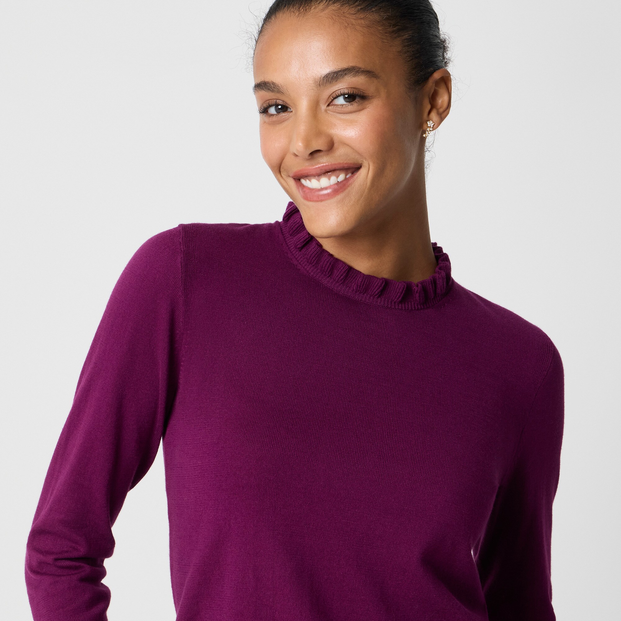 Cotton ruffleneck sweater