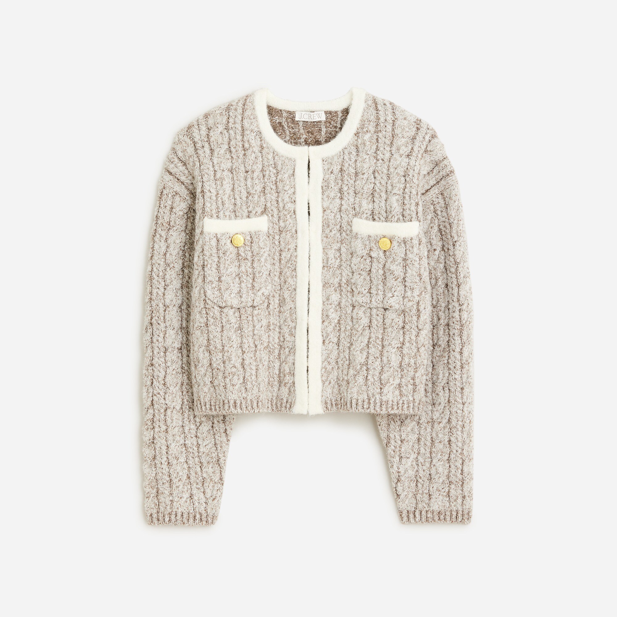 Sheller 新品Gold Button Knit Jacket Charlie Knit Jacket in Cappuccino/Gold | L'AGENCE