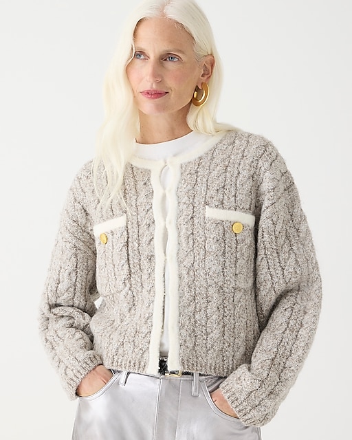  Cable-knit sweater lady jacket