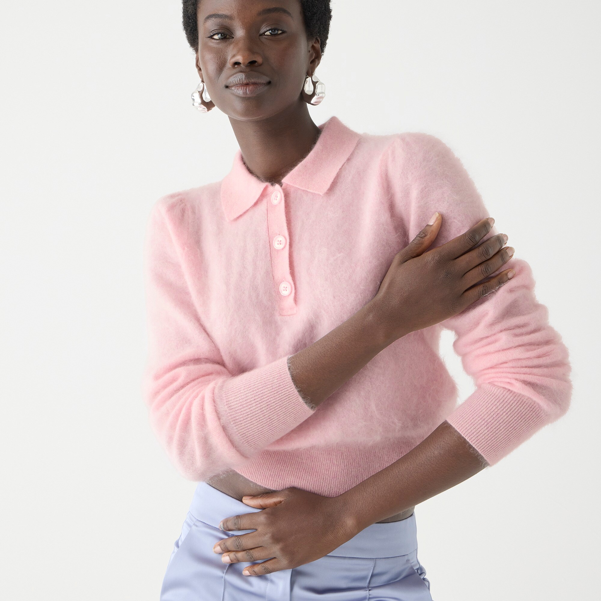 j.crew: brushed cashmere sweater-polo for women