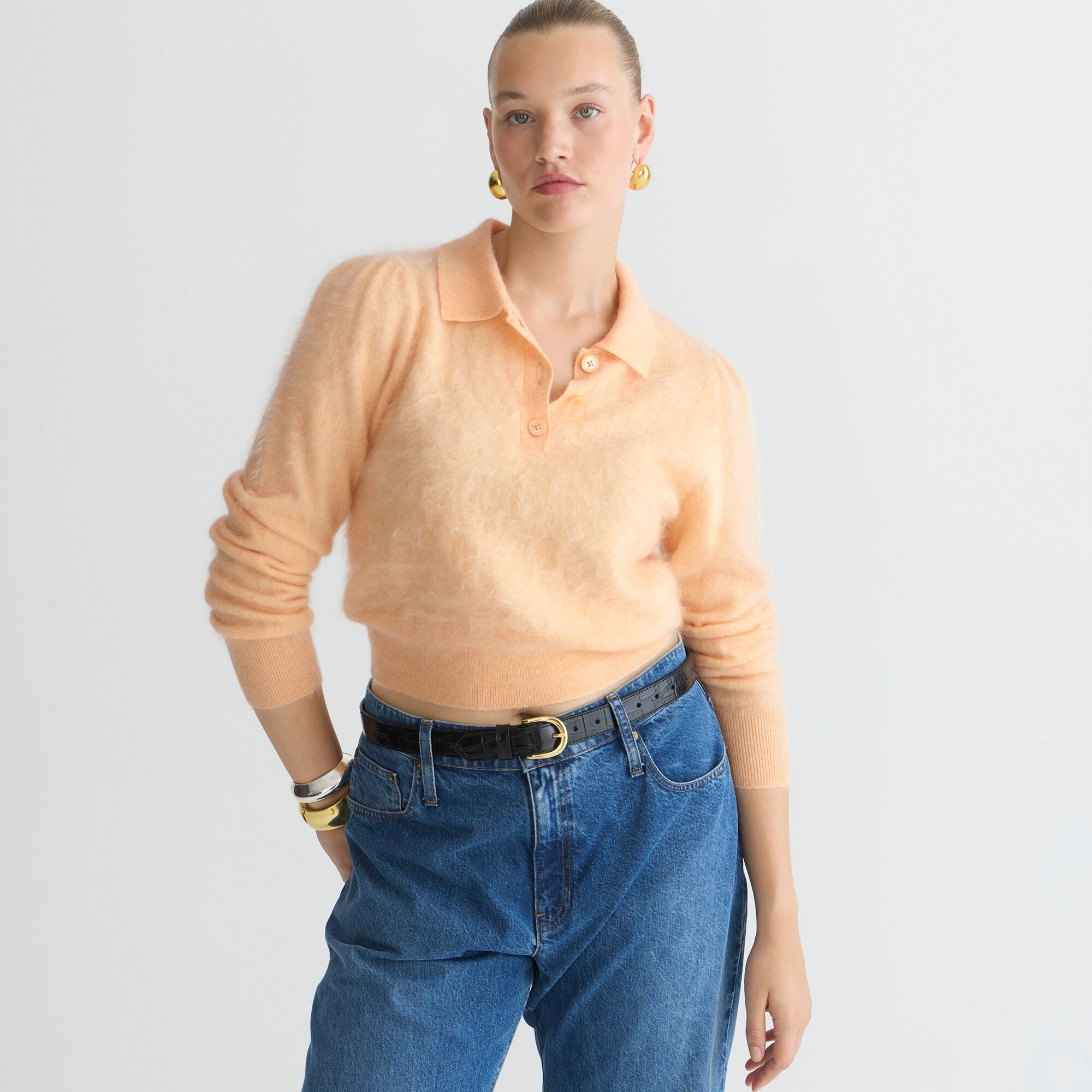 womens Brushed cashmere sweater-polo