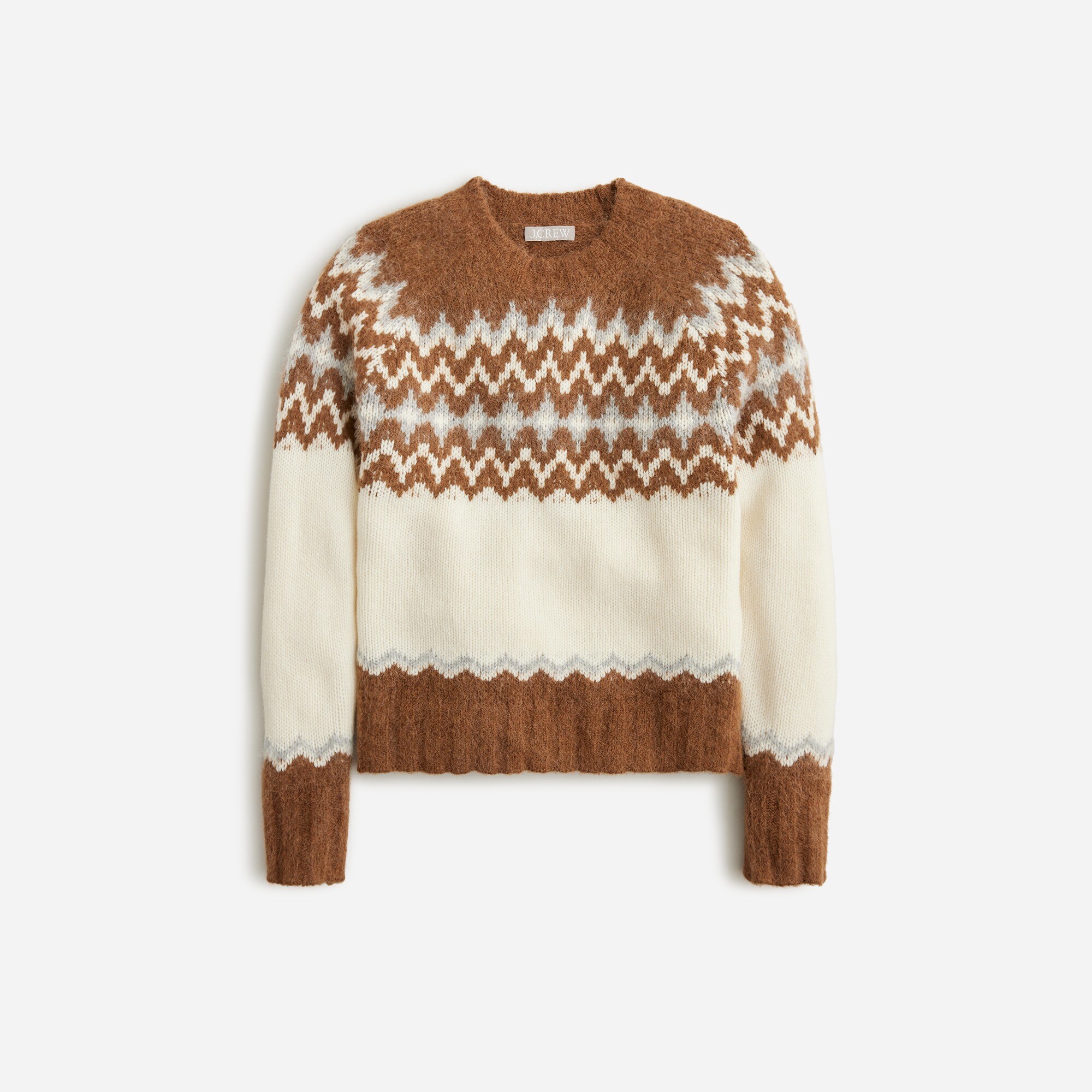  Fair Isle crewneck sweater in brushed yarn