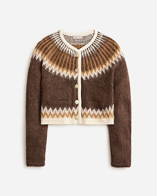  Fair Isle cardigan sweater in brushed yarn