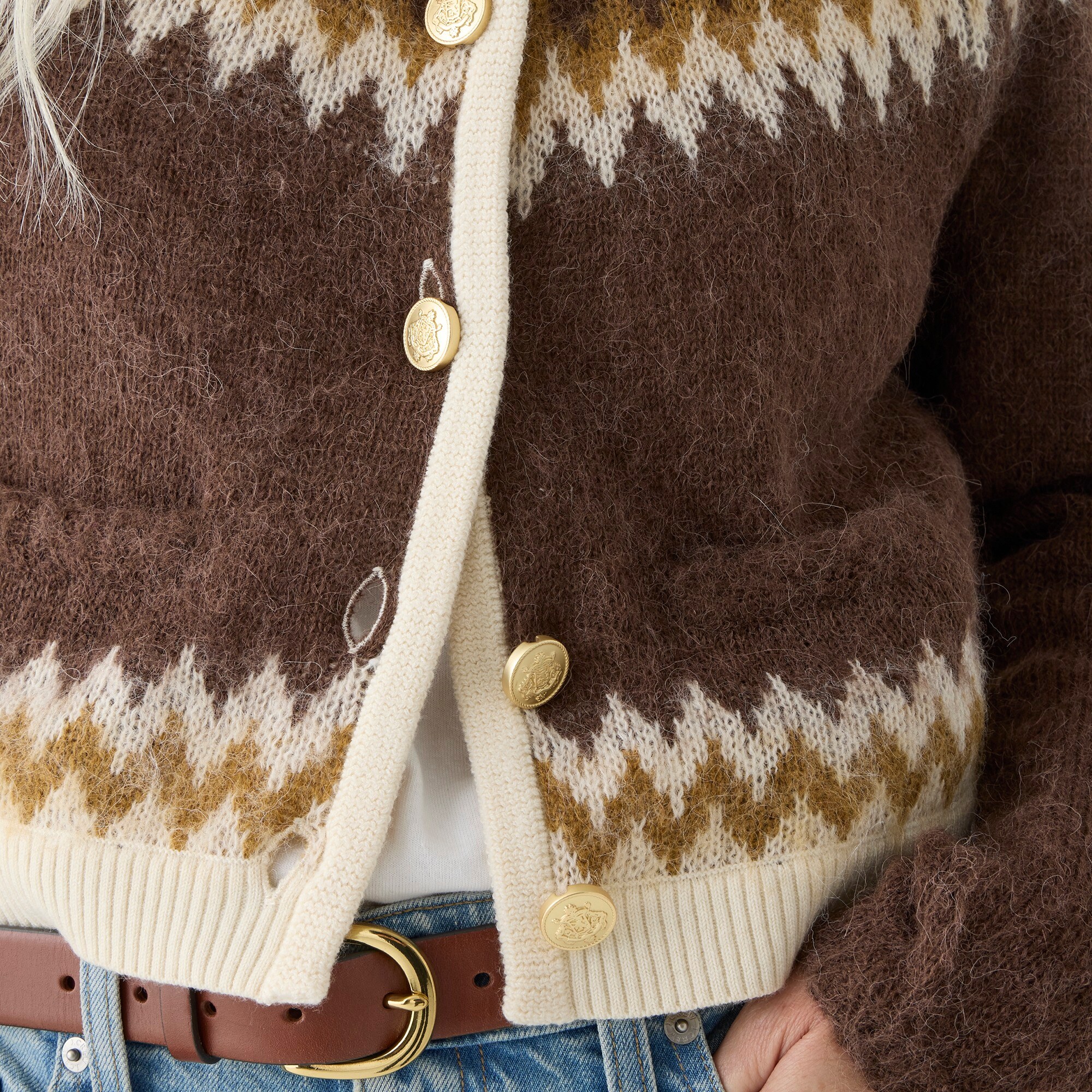 Juemi Hemp Mix Big Cardigan ブラウン Brown Cable Knit Long Sleeve Longline Cardigan | Effortless Chic