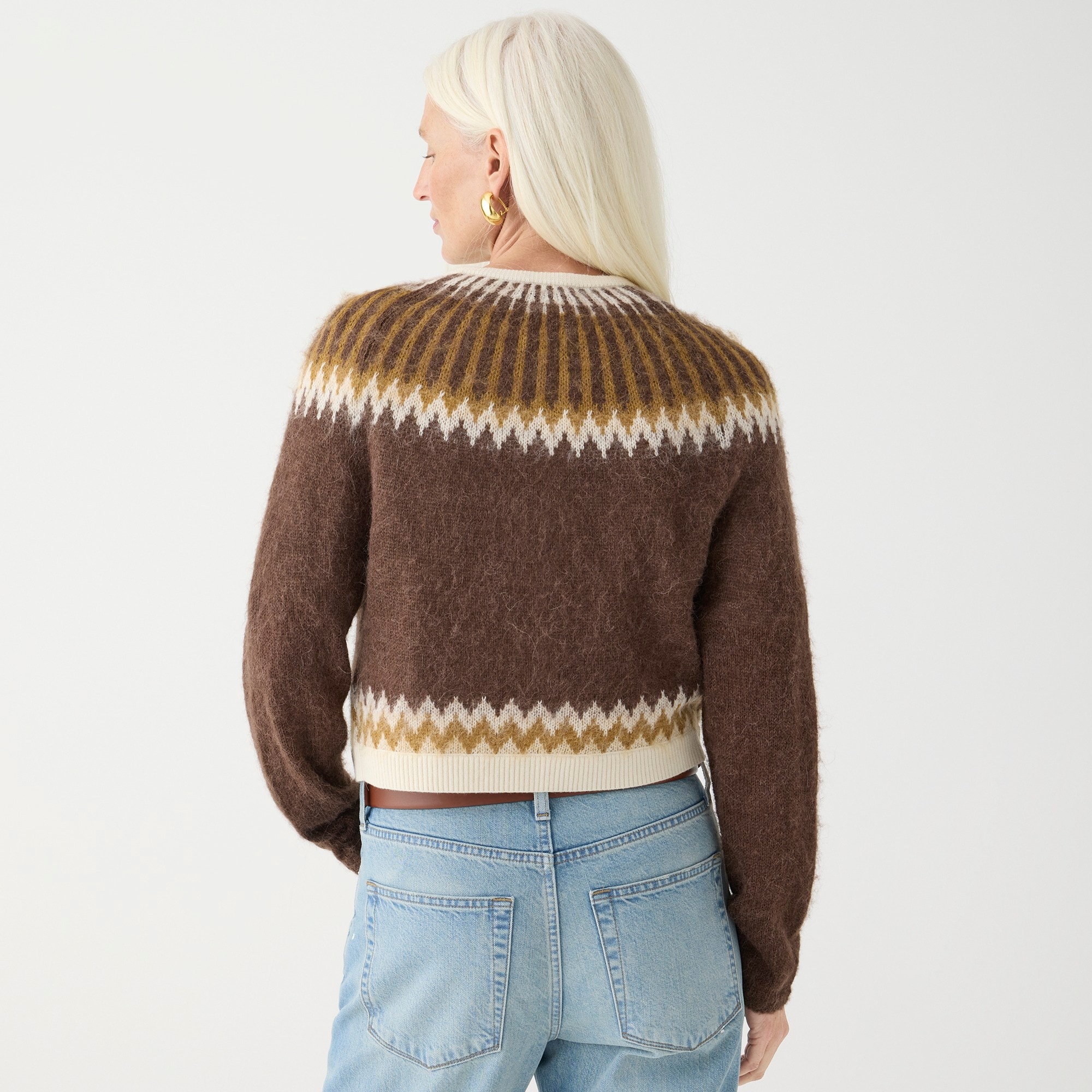 Fair Isle Cardigan Sweater In Brushed Yarn For Women | J.Crew