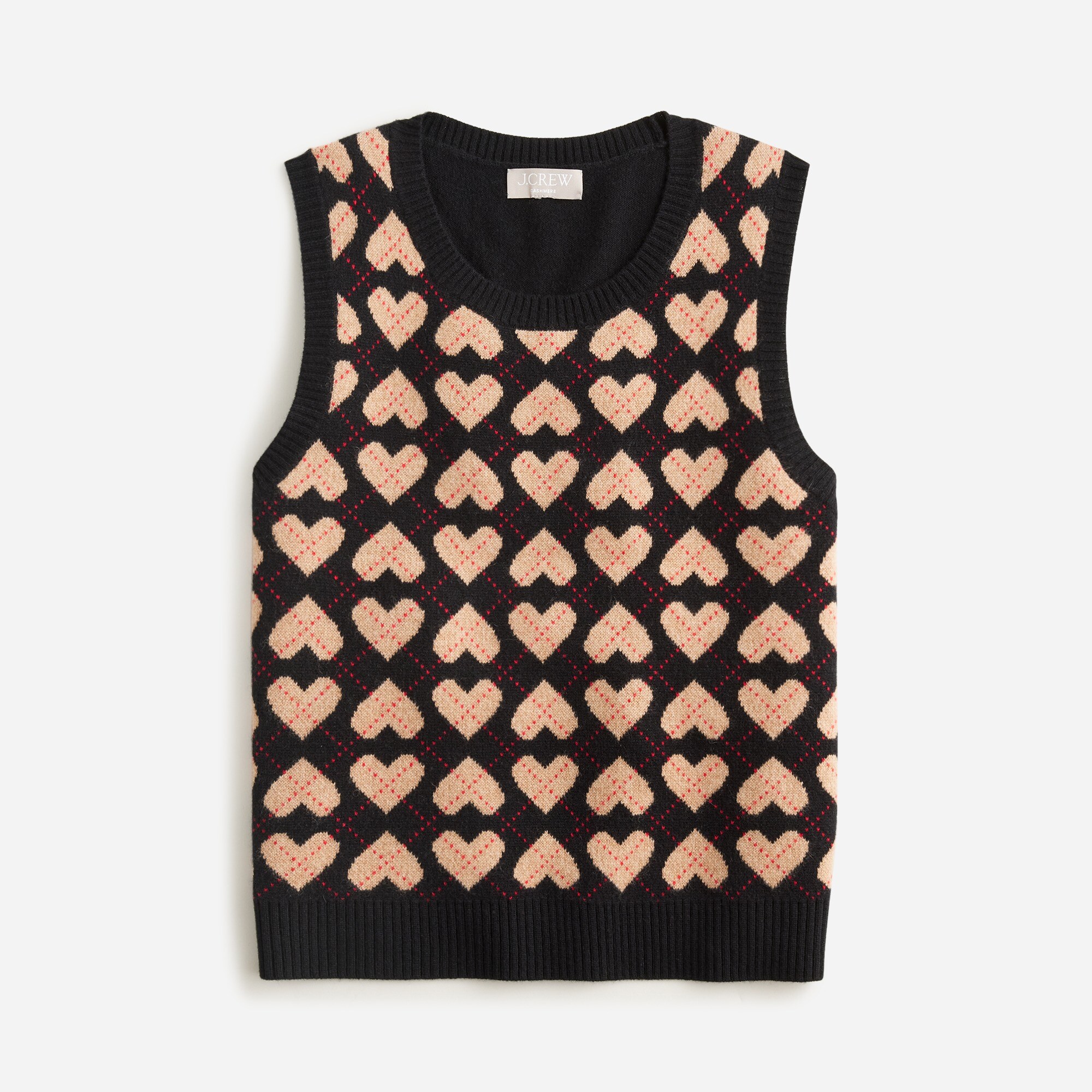J.Crew Cashmere Argyle Heart Sweater Shell For Women