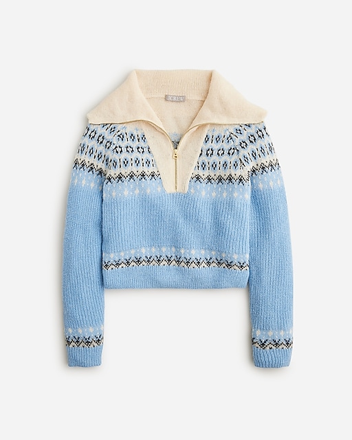  Fair Isle half-zip sweater in brushed yarn